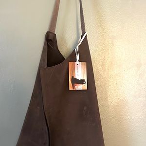Scrappy Robot suede brown triangle bag